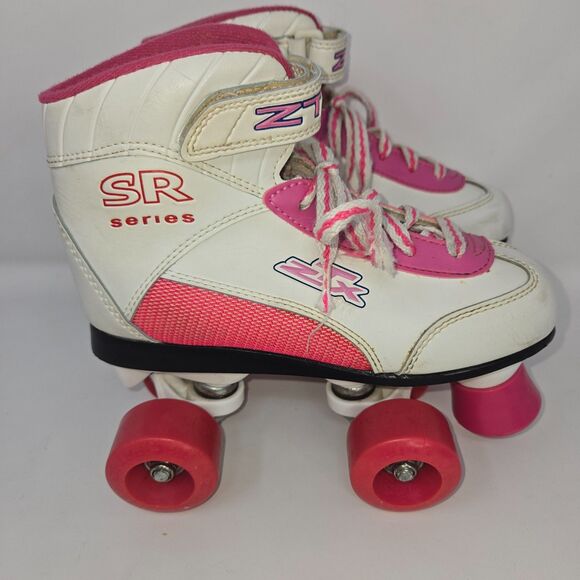 Pacer Girls' Roller Skates ZTX SR Series Pink White Leather Youth Size 3 VG - Picture 12 of 16